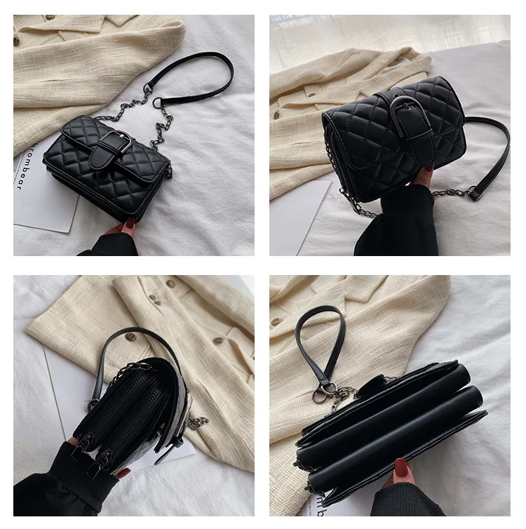 

2019 Autumn And Winter New Style WOMEN'S Bag Rhombus Square Sling Bag Chain Single-shoulder Bag for Women Car Suture Oblique Bag