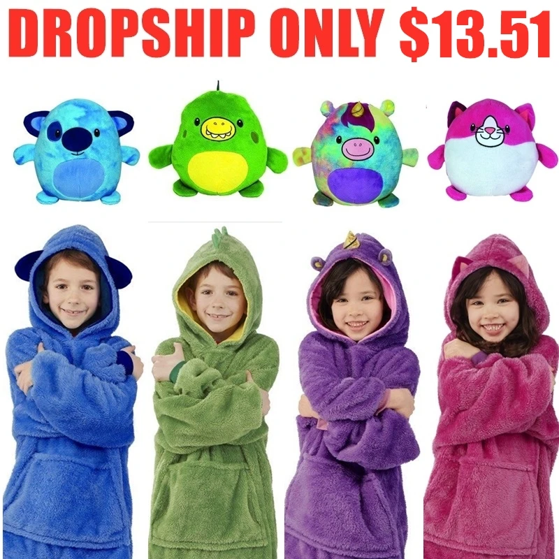 

Dropship High Quality Huggle Hooded Hoodie Sweatshirt Warm Pets Winter Coats Bathrobe Fleece Pullover Children Christmas Gift