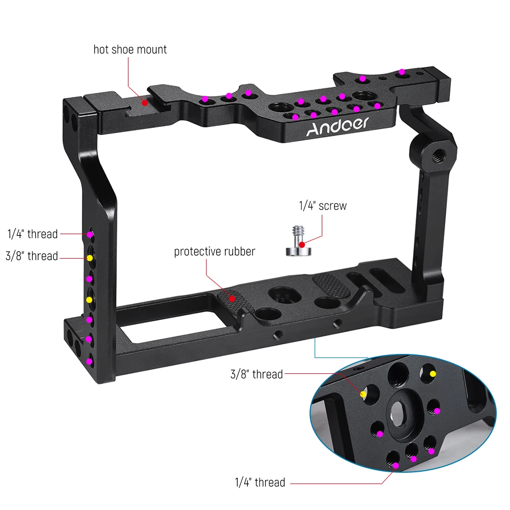 Andoer Film Making System Video Camera Cage Stabilizer for Fujifilm XT2 Aluminum Alloy Camera Cage Stabilizer High Quality