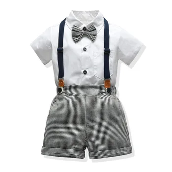 

Children Clothes Boy Short Sleeve Shirt Outfit Set White Baby Birthday 2020 Toddler Gentleman Suit