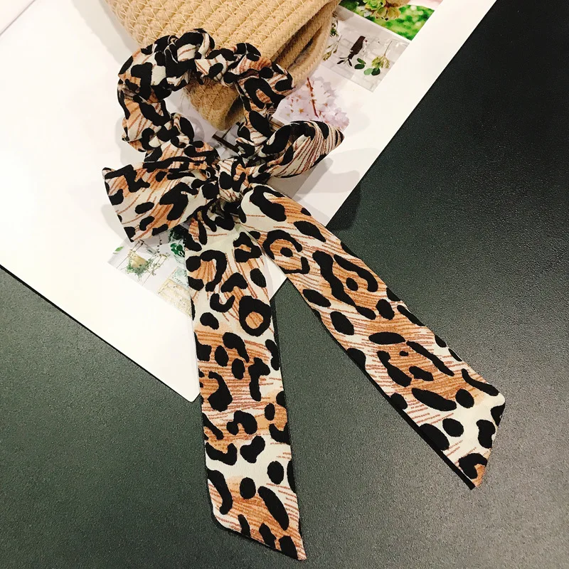 UNTAMED Leopard, сделай сам, ленточные ленточки, бант, конский хвост, держатель для женщин, галстук-бабочка, конский хвост, резинки для волос, аксессуары для волос для девочек - Цвет: 2 Leopard Khaki