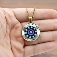 Marvel Мстители Железный человек Tony Stark изогнутое ожерелье в виде реактора стеклянный выпуклый Круглый Металлический Кулон фильм памятный значок