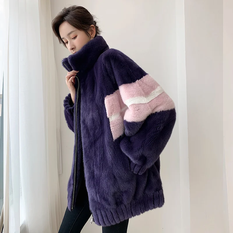 Hit color models Новая зимняя длинная норковая шуба цельная модная норка 1008 - Цвет: Hit color models