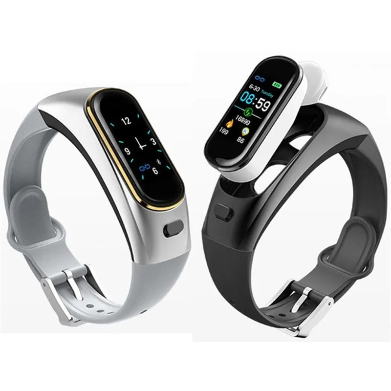 

Smart Bracelet with Bluetooth Headset Talk band 2 in 1 Wristwatch Band Heart Rate Pedometer Sleep Monitor For iOS Android Men