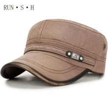 Fashion Men Flat Hat Autumn Male Solid Caps Cotton Hat with Wide Brim Spring Wind Protcetion Hats Comfort Sweatband Military Cap