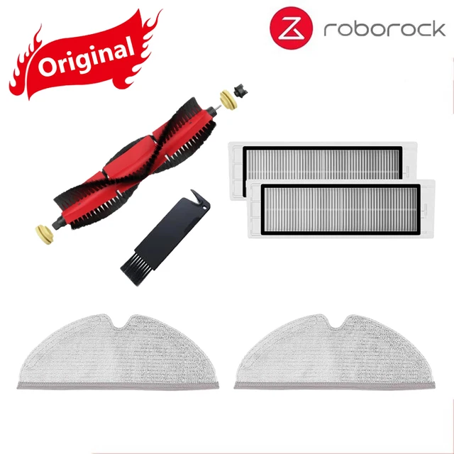Original Roborock S5 Max / E4 / E5 / S45 Max / S6 MaxV Detachable Main Brush Silicon Side Brush Washable Filter Accessories Black Suit 4