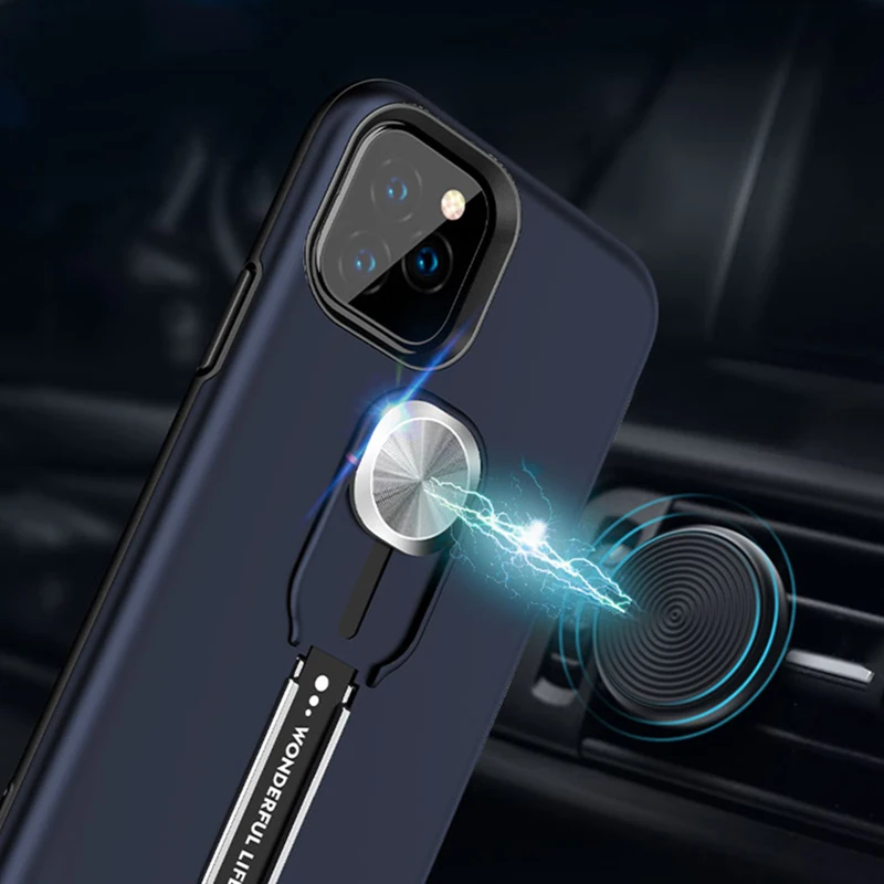 Модный чехол с держателем для iphone 11 X XR XS Max полное покрытие 6 6s 7 8Plus Магнитный
