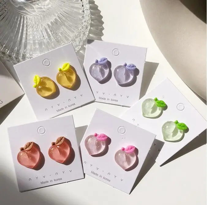 Летние Стильные милые серьги-гвоздики с фруктовым персиком для женщин и девочек, милые акриловые серьги, Забавные милые вечерние ювелирные изделия, подарок