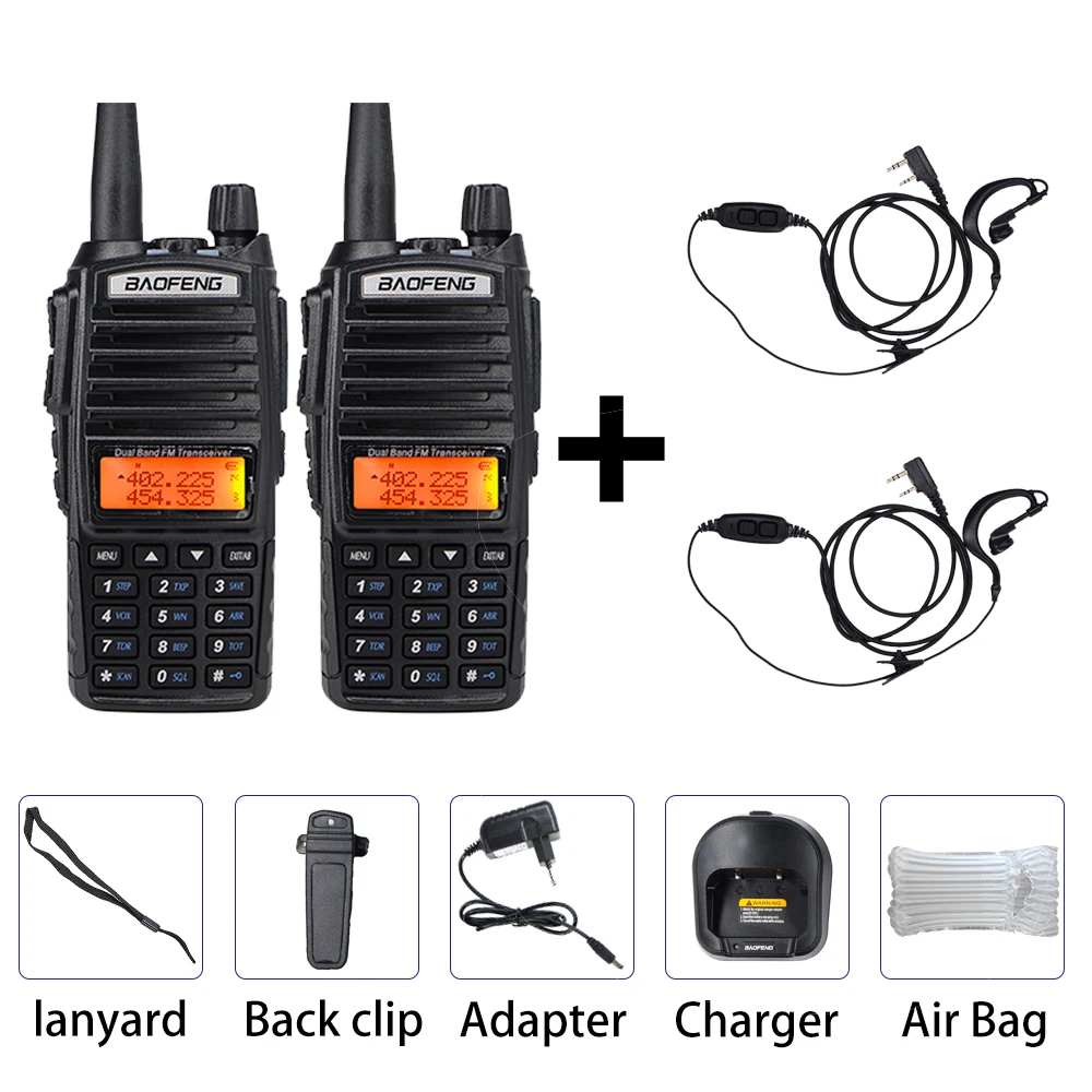 2pcs air 2headset 10 км Baofeng Двухдиапазонная рация UV-82 fm-трансивер портативный CB Ham Радио 8 Вт 2800 мАч супер проникновения UV 82 двухстороннее радио - Цвет: 2pcs air 2headset