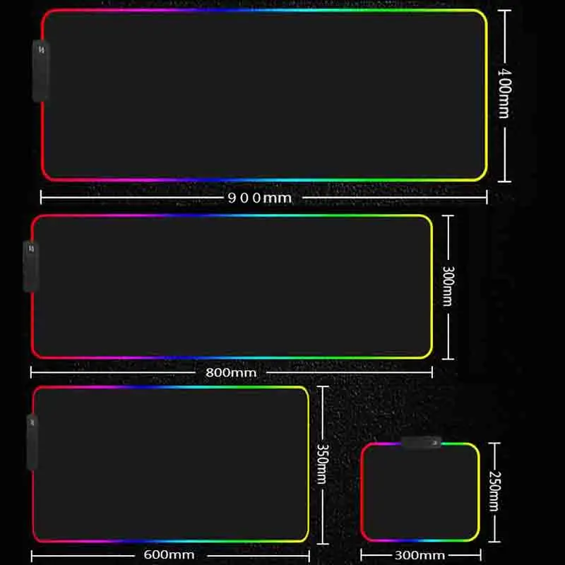 Большой размер игровой коврик для мыши Rgb пользовательский светодиодный коврик с цветным освещением натуральный каучук нескользящий Стильный коврик для клавиатуры пейзаж Звезда Луна летучая мышь 4 - Цвет: black