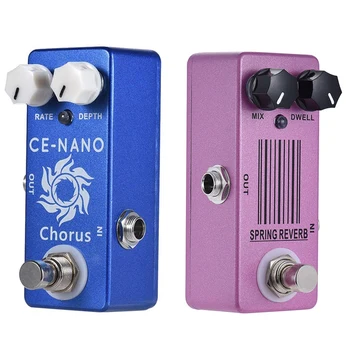 

HOT-MOSKY 2 Pcs MP-51 Spring Reverb Mini Single Guitar Effect Pedal True Bypass Guitar Parts Accessories Purple & Blue