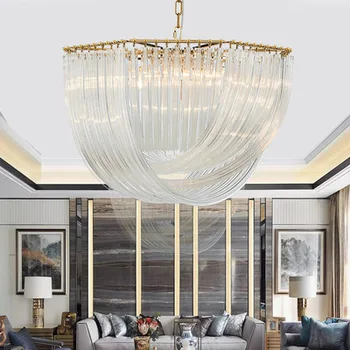 

Post Modern Lustre Plate Gold / Chrome Metal Led E14 Pendant Lights Glass Round Luminarias Chain Hanging Lamp Lamparas Fixtures