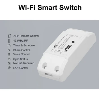 

RF Wifi Switch RF 433MHz Compatible with Alexa for Google Home 10A/2200W Wireless Switch with Timing Function Remote Controller