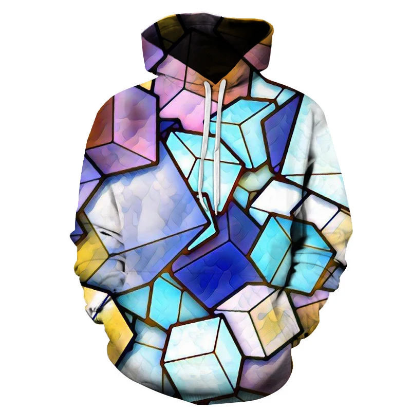 Creative color stereo jelly 3D digital print hoodie autumn men fashion hot hooded shirt menwomen fashion pocket hooded pullover