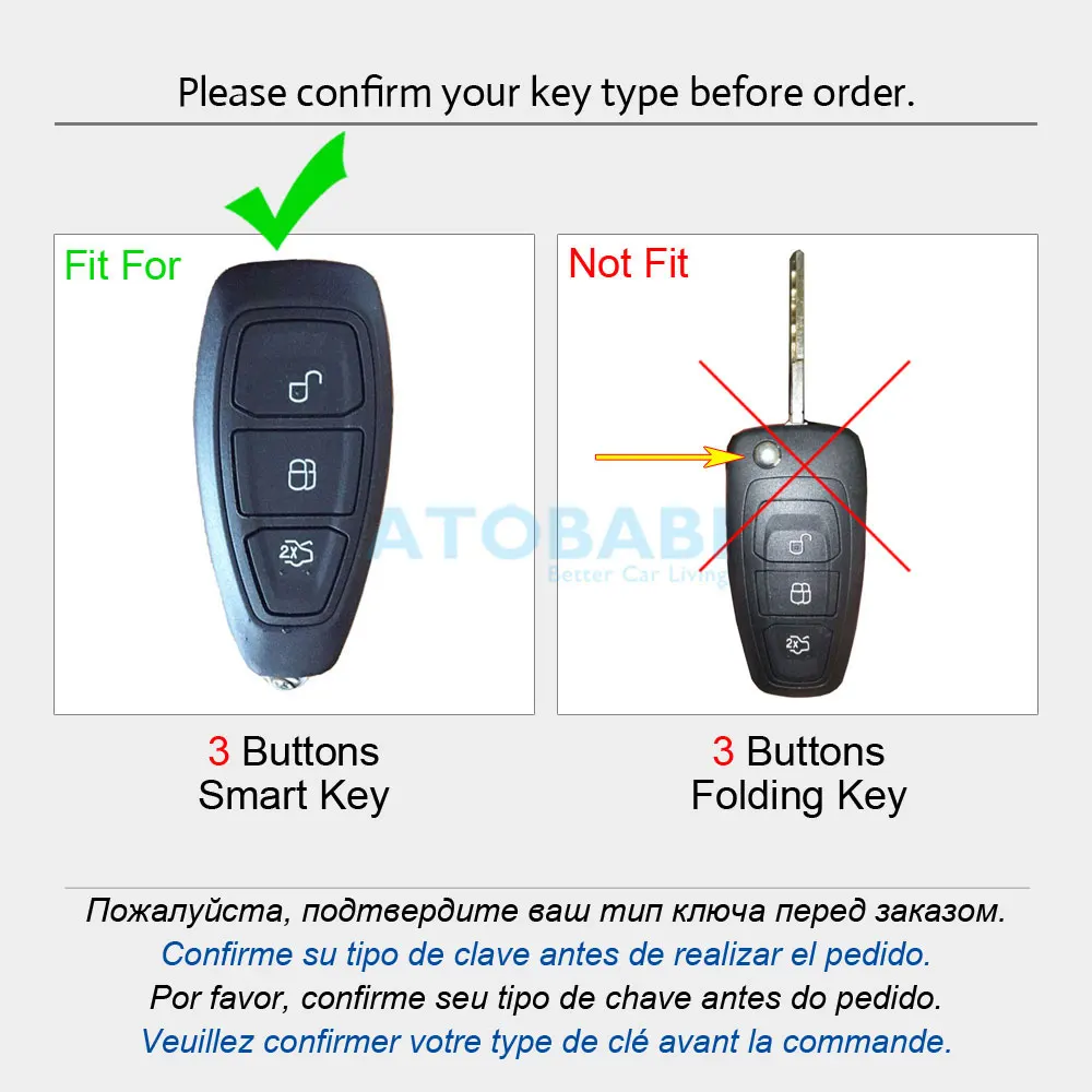 Smartkey Schlüssel Gehäuse - 3 Tasten - 3e Taste Auto für Ford B-Max -  C-Max - Fiesta - Focus - Galaxy - Grand C-Max - Kuga - Mondeo - S-Max -  After