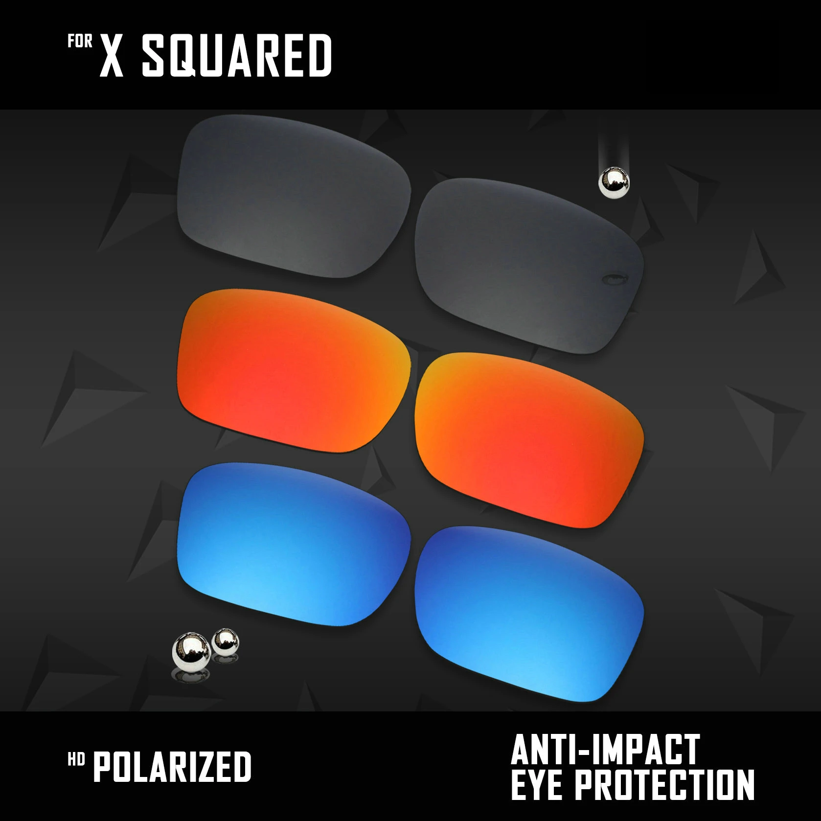 Oowlit 3 Pairs Polarized Sunglasses Replacement Lenses For Oakley X Squared  Oo6011-black & Fire Red & Ice Blue - Eyeglasses Lenses - AliExpress