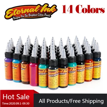 

14Pcs Permanent Makeup Micro Pigment Cosmetic Tattoo Ink 1oz For Body Tattoo Paint 30ml /Bottle 14 Colors