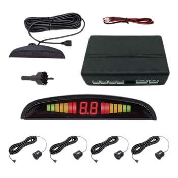 

4 Sensors Black LED Display Parking Sensor 22mm Voice Reverse Backup Sensor Sound Alert Indicator Probe System
