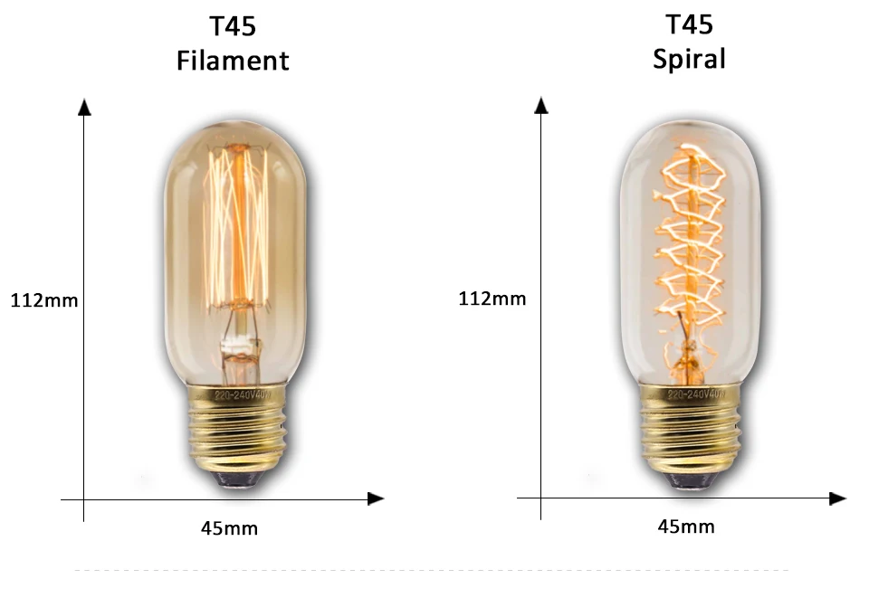 Электрическая лампочка эдисона светильник лампочка E27 220 В 40 Вт ST64 A19 T10 T45 T185 G80 G95 Ретро ампулы Винтаж накаливания лампа накаливания Эдисона лампа