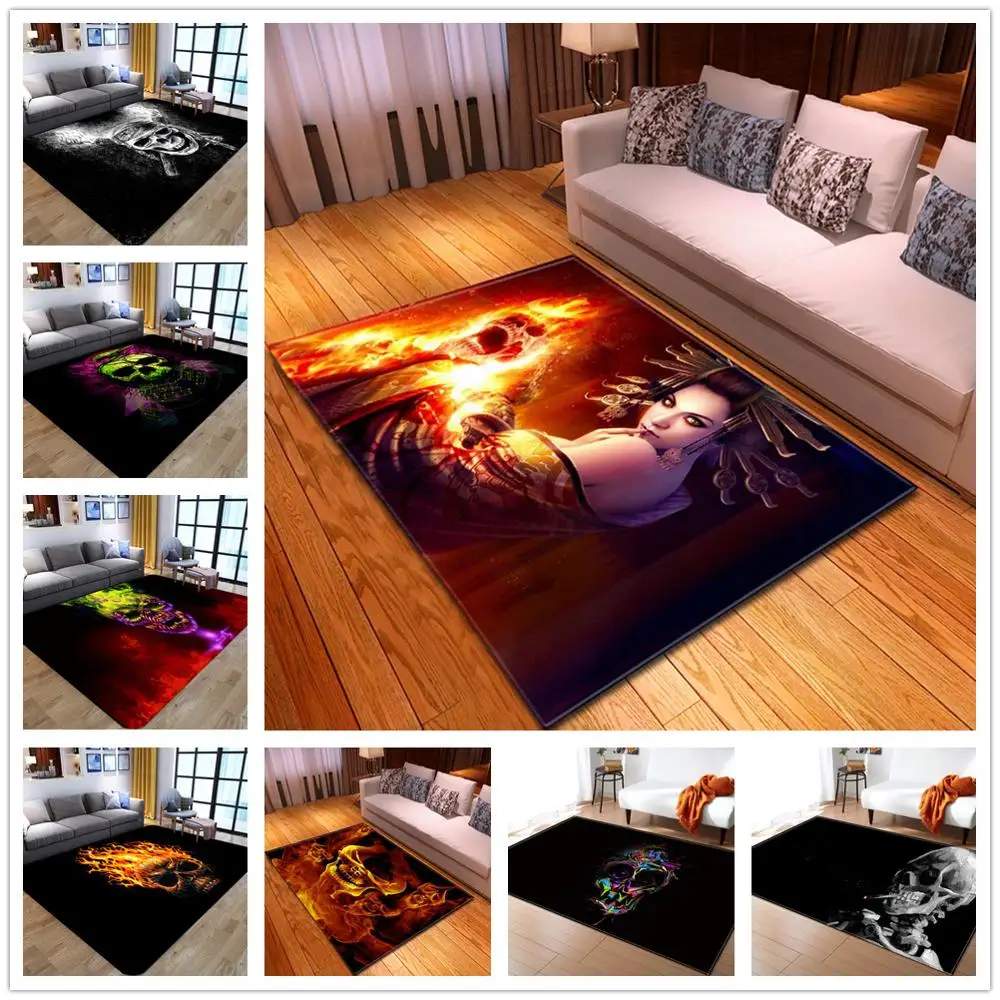 

3D Printed Skull Pattern Area Rugs Home Entrance/Aisle/Hallway Mats Creative Nordic Carpets for Living Room Bedroom Decor carpet