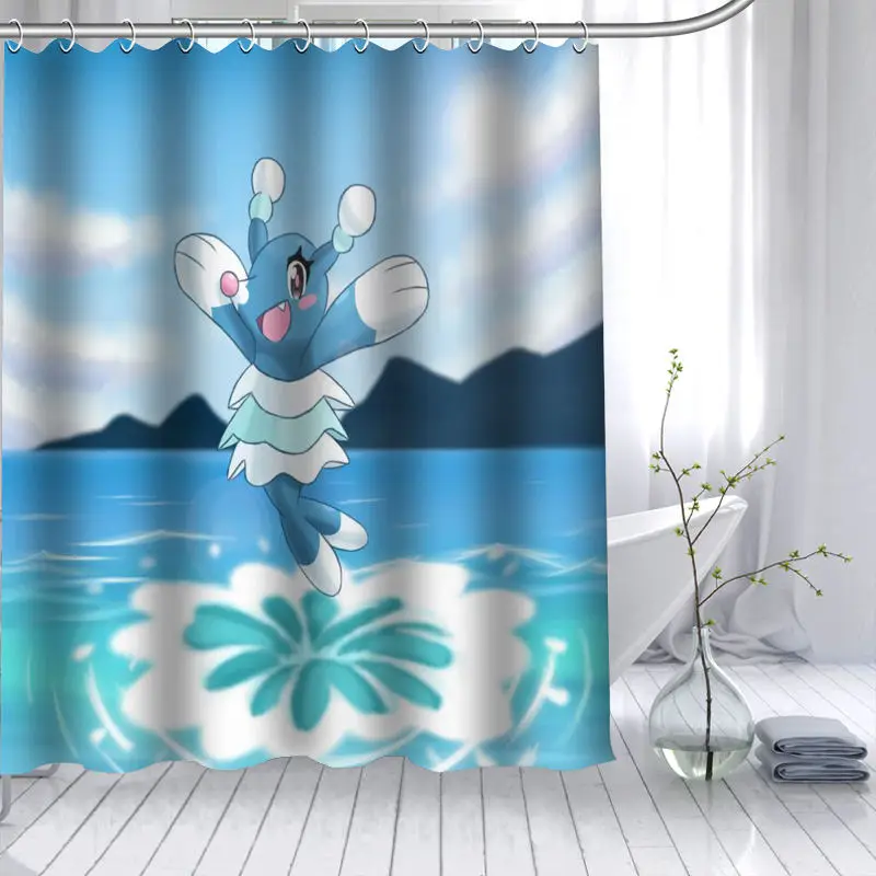 Pokemon Brionne занавеска для душа 3D Водонепроницаемая полиэфирная ткань для ванной занавес с высоким разрешением 12 крючков для ванной комнаты - Цвет: 1