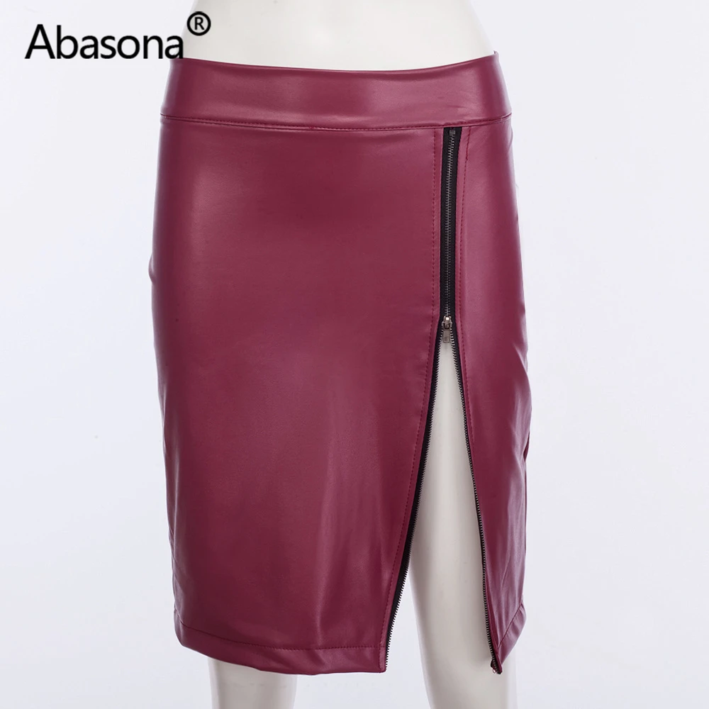 Abasona, Женская бархатная короткая юбка-карандаш с высокой талией из искусственной кожи, сексапильные облегающие мини-юбки на молнии, повседневные осенне-зимние