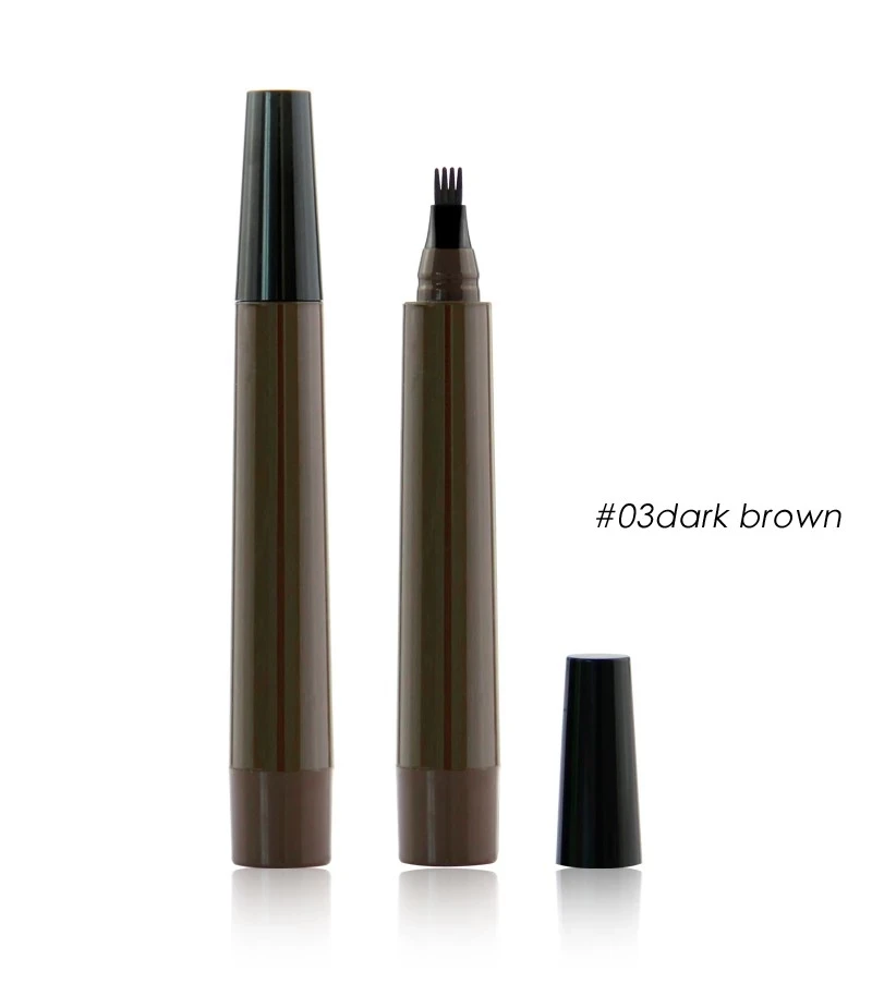 dark brown Профессиональная водостойкая Перманентная ручка для бровей с 4 головками жидкая подводка для бровей карандаш для макияжа бровей Карандаш для бровей ручка для бровей 100 шт - Цвет: dark brown