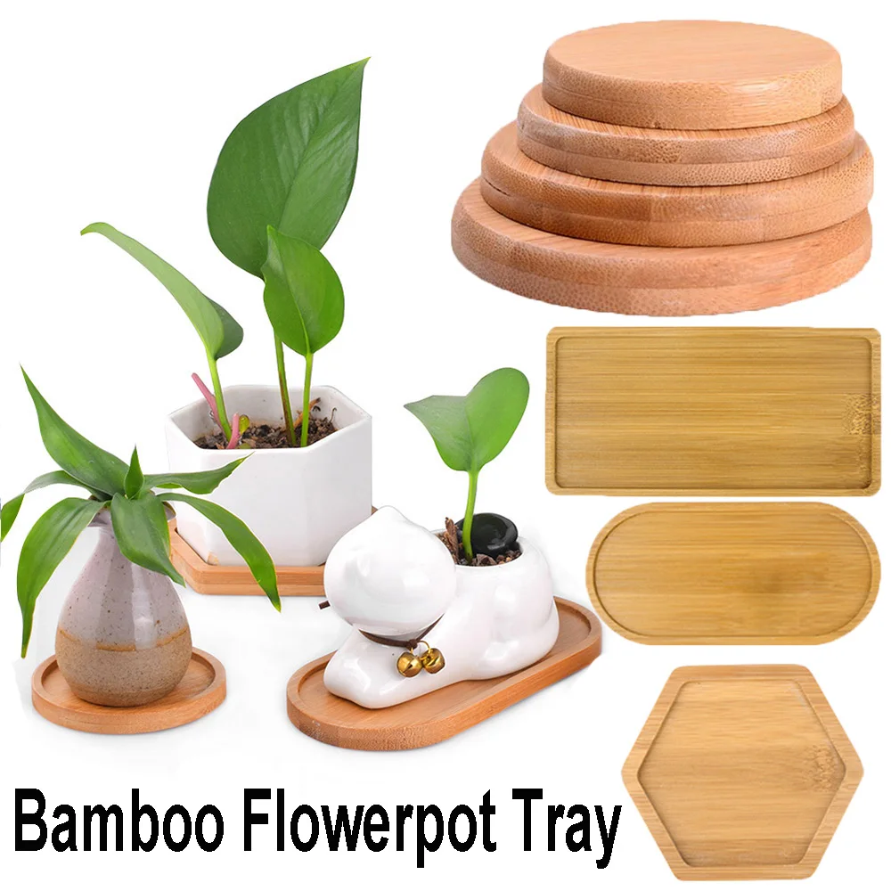 

Gift Succulents Bonsai Holder Planters Pot Stander Round Square Hexagon Rectangle Bamboo Wood Tray Flowerpot Base