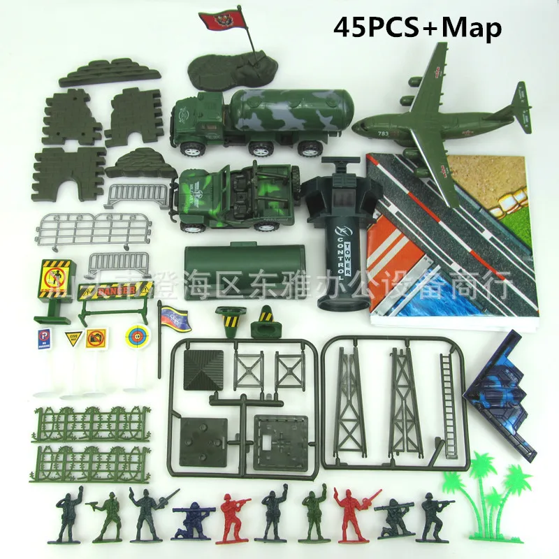 

45 Pieces + Map Air xiao bing ren Scene Set Sand Table Military Model Toy Hot Selling