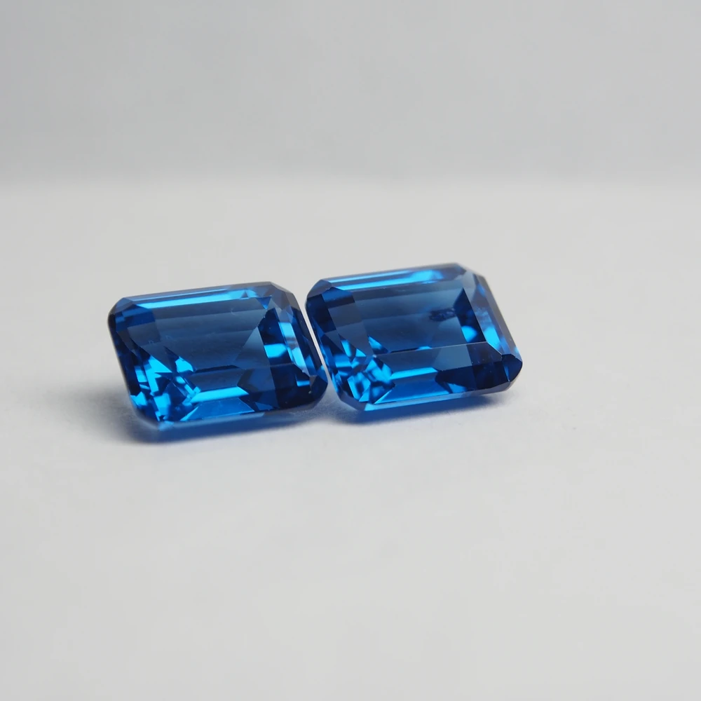 8*10mm 5 Piece /alot 4 carat hight Quality laboratory London blue topaz spine Loose Gemstone for fashion jewelry making