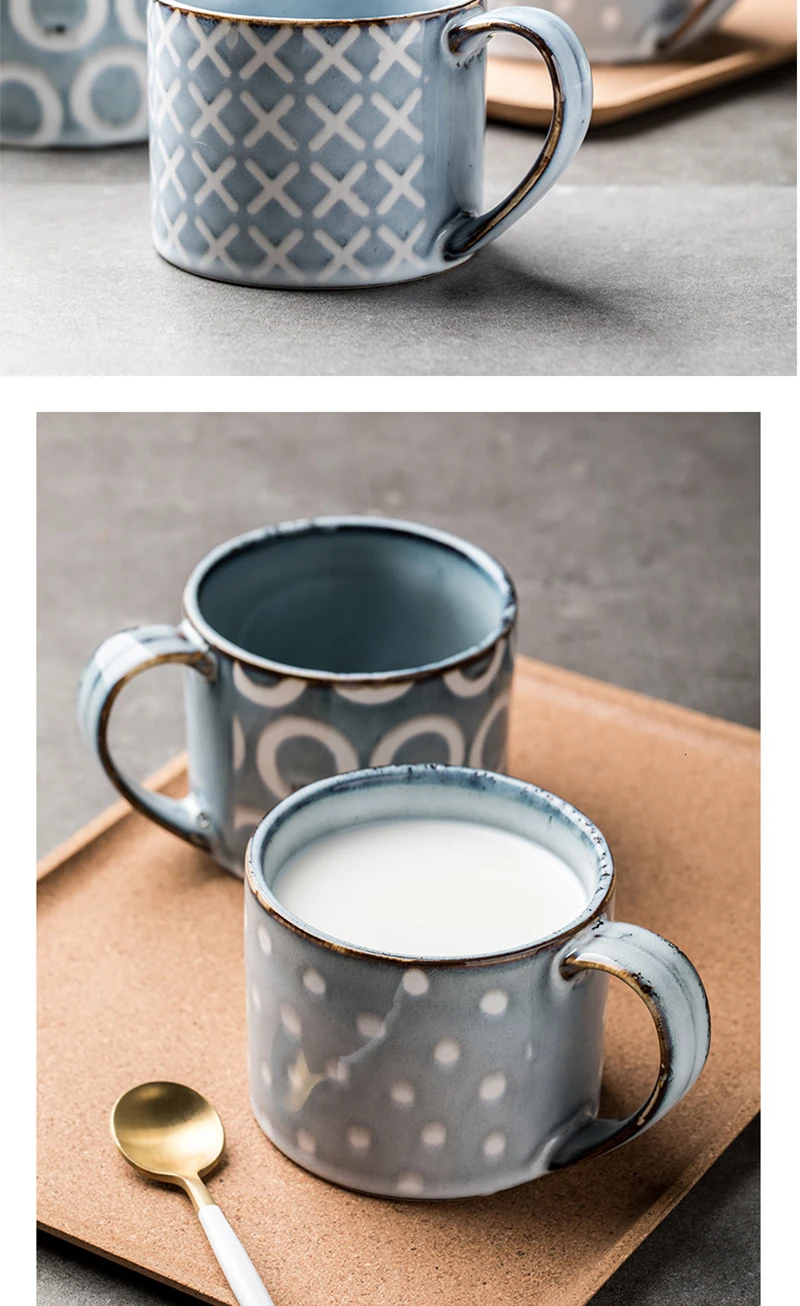 Кофейная кружка, чашка в европейском ретро стиле, керамическая чашка, оригинальная, индивидуальная, для дома, офиса, завтрака, молока, различные узоры, кофейная чашка