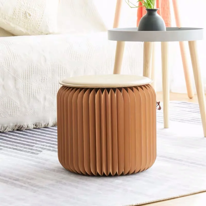 

28 cm High S Type Folded paper stool Stool Portable Nordic Furniture Personality Distinctive Round Kraft paper Creative Paper
