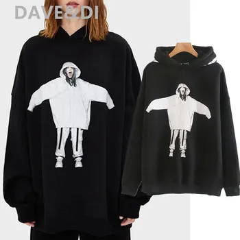 

Dave&Di eng;and high street rock vintage fashion girl print oversize loose hooded winter hoodies women sweatshirt pullovers tops