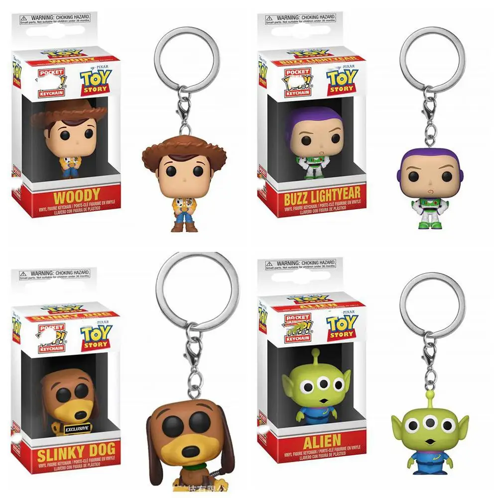 

Funko POP Keychain Toy Story 4 Woody Alien Buzz Lightyear Slinky Dog PVC Action Figure Collectible Model toys for chlidren