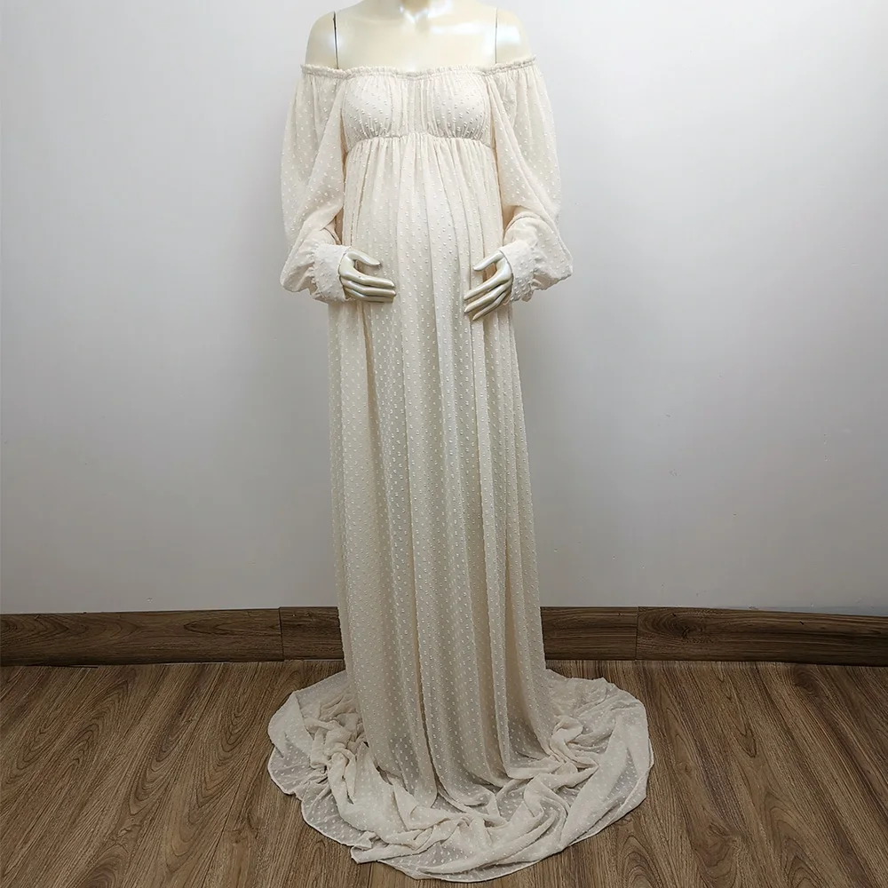 

Maxi Long Off Shoulder Maternity Dresses Photo Shoot Pregnancy Chiffon Gown Baby Shower Costume for Women Photography Props