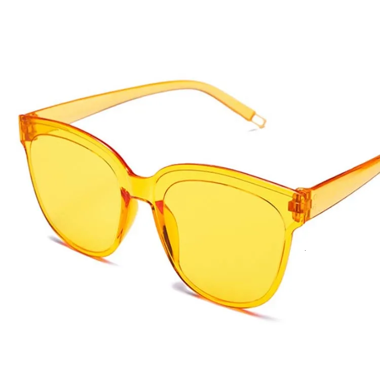 Винтажные негабаритные Квадратные Солнцезащитные очки бренда класса «Люкс» Черный Розовый Большой оправа «кошачий глаз» Солнцезащитные очки женские оттенки - Цвет линз: Dark Yellow