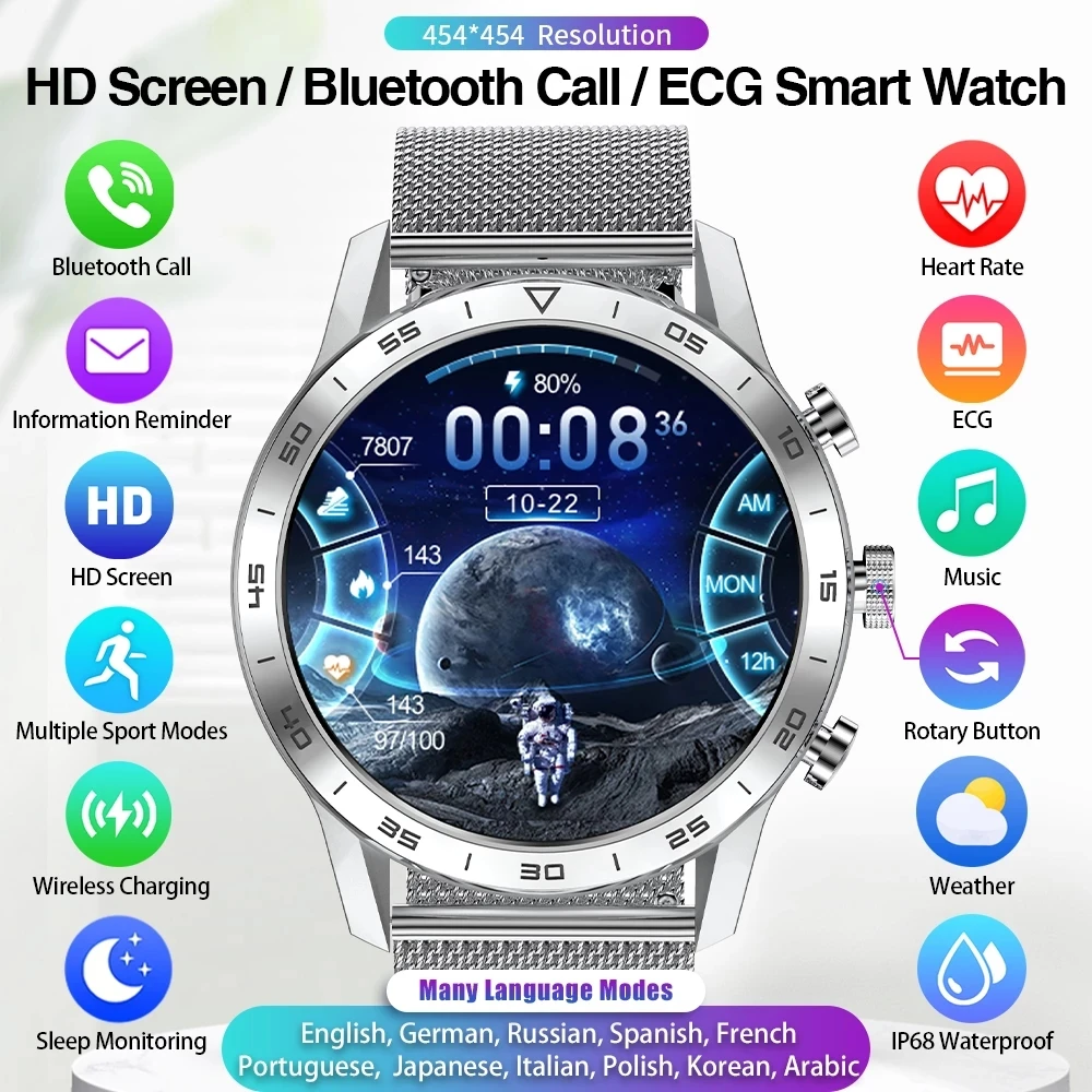 Смарт-часы мужские с поддержкой Bluetooth и функцией беспроводной зарядки 454*454 |