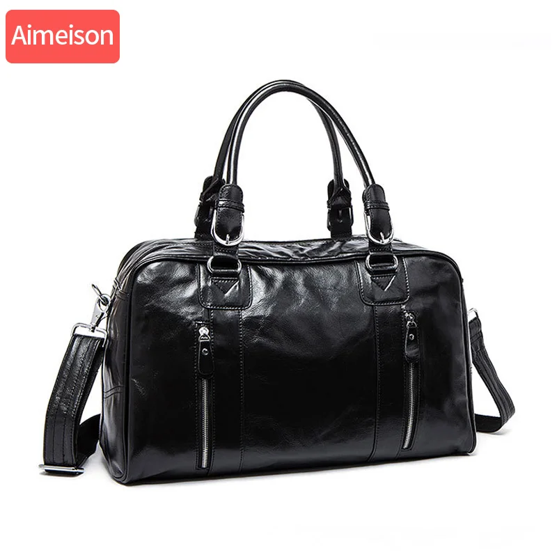 

Men genuine leather travel duffel Real leather travel bag Big vintage crazy horse leather zip around Weekend bag messenger
