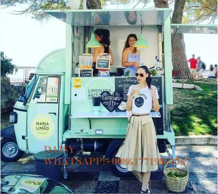 Дизайн piaggio ape тележка для кейтеринга кофе пищевой торговый грузовик с подъемом