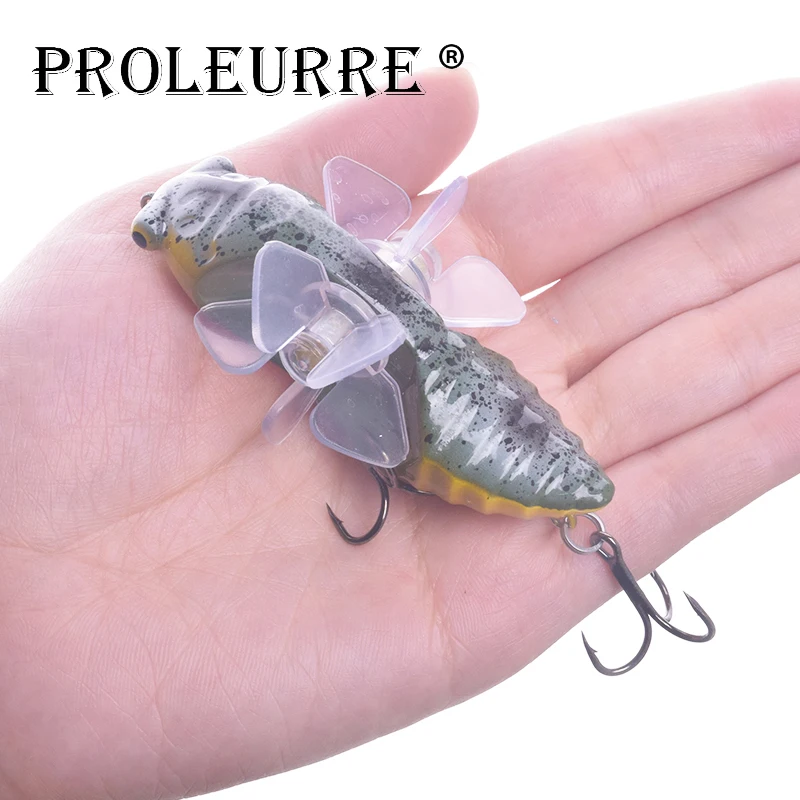 

1Pcs Whopper Popper Cicadas Topwater Fishing Lure 7.5cm 15.5g Artificial Hard Bait Plopper Plastic Rotary wings Fishing Tackle