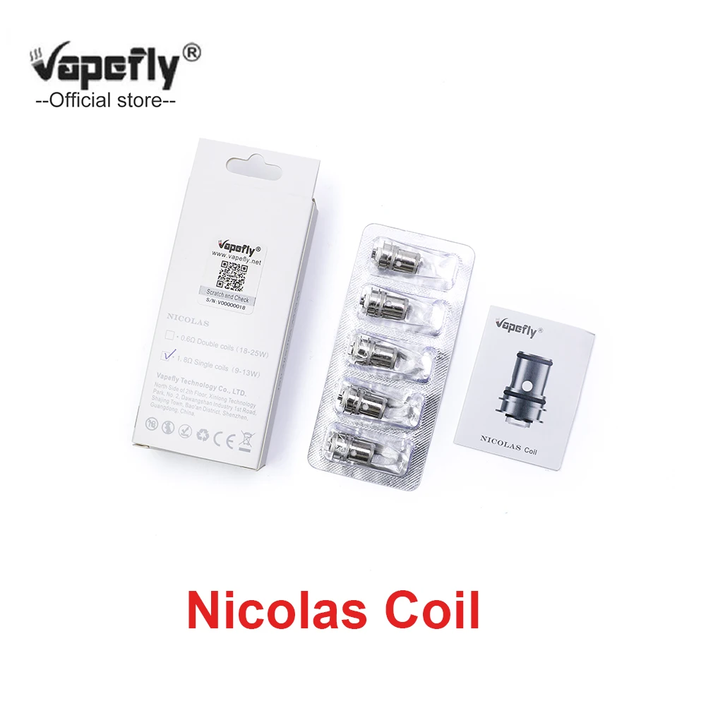 10 шт./упак. Vapefly Николя замена катушки голову 0.6ohm/1.8ohm BVC сопротивления для MTL бак |