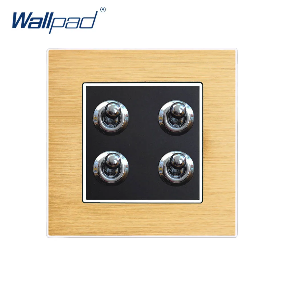 Горячая 4 банды 2 способа переключателя Wallpad роскошный настенный выключатель света гладкая металлическая панель прерыватель - Цвет: Gold