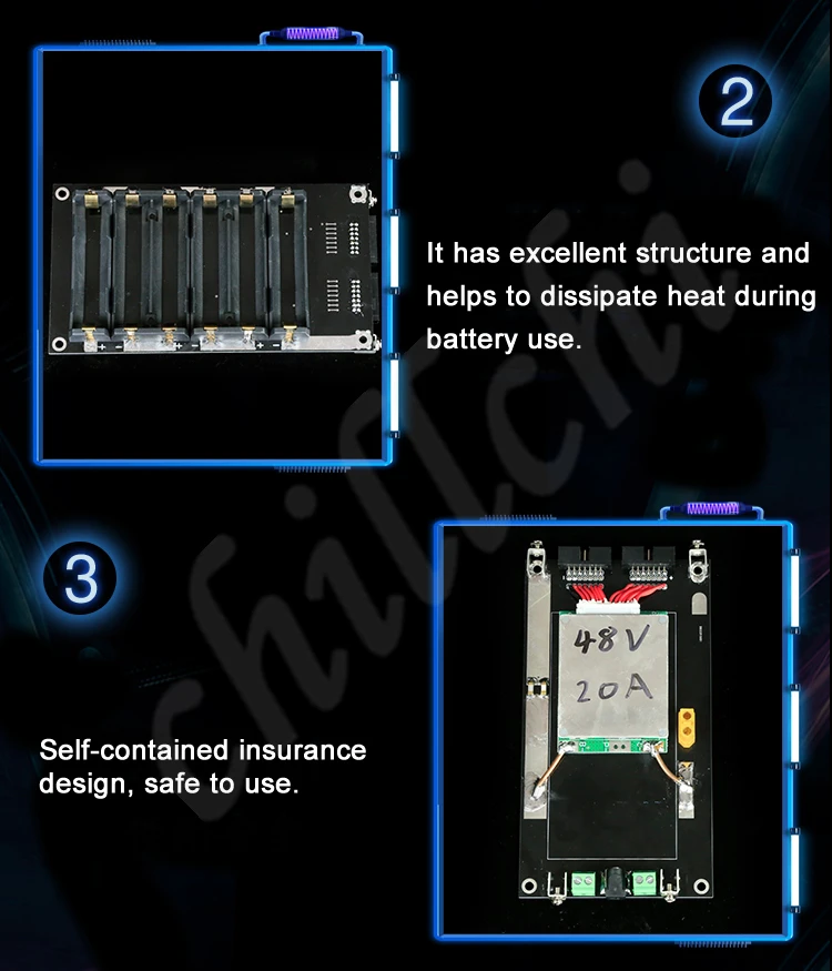 Блок батарей высокого напряжения 18650 серии батарея высокой мощности Сварка бесплатно Зарядка сокровище 13 последовательная плата защиты батареи 48 В