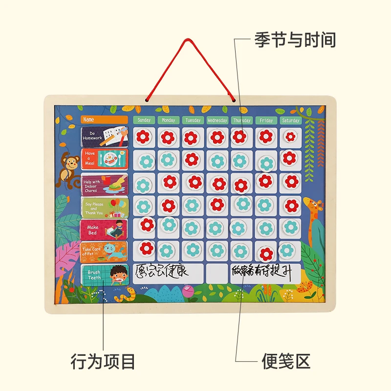  Baby Good Habit Board Responsibility Chart Self-discipline Table Drawing Board Wooden Drawing Toy E