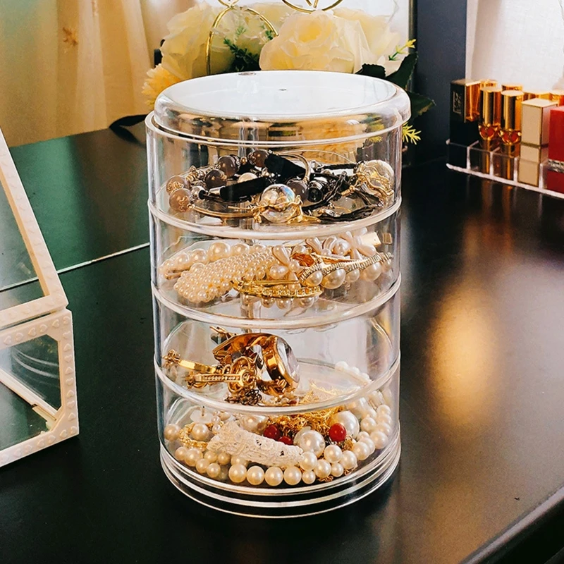 2022 New Transparent 360 Degrees Rotary Multilayer Jewelry Storage Box As A Gift For Girl | Дом и сад