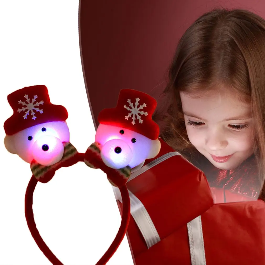 Christmas Wooden Luminous Headbands Festival Decorations Christmas Decoration Finishing Hair Tool