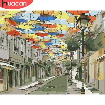 

HUACAN Painting By Number Street Drawing On Canvas HandPainted Art Gift DIY Pictures By Number Landscape Kits Home Decor