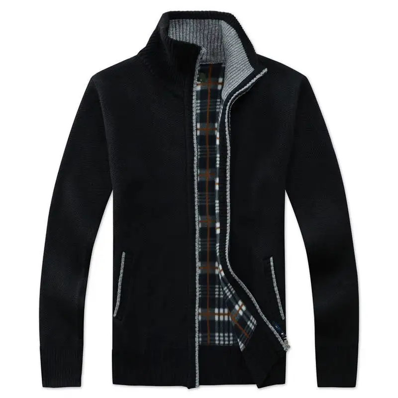 Winter New Sweater Men's Zipper Cardigan Loose Wool Faux Fur Knitted Thicken Warm Jacket Cold Blouse Male Fleece Parkas Coat