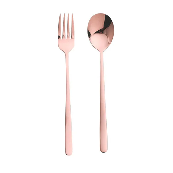 rose gold 2pcs Креативная 304 ложка из нержавеющей стали, вилка для кофейного торта, десерта, чая, мороженого, вилки, ложки для перемешивания, Роскошная Посуда, бытовая 2 шт - Цвет: rose gold 2pcs