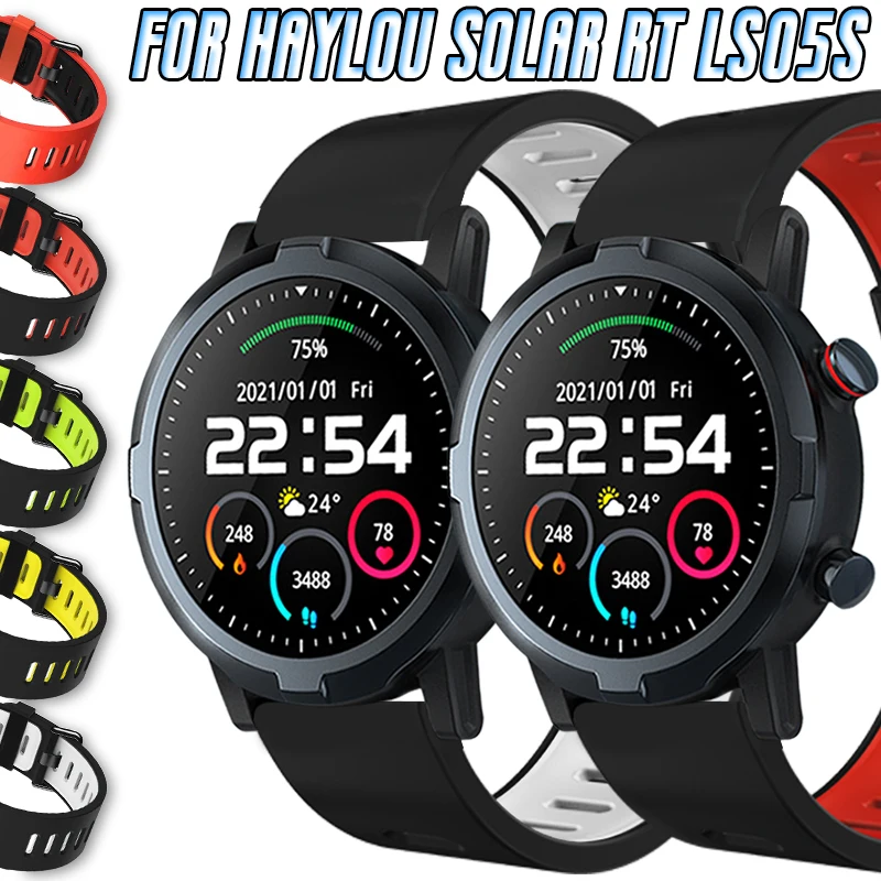 For Haylou Solar RT LS05S Watch 22mm Silicone Strap Smartwatch Replacement Quick Release Inner Dual Color Bracelet Accessories image_0